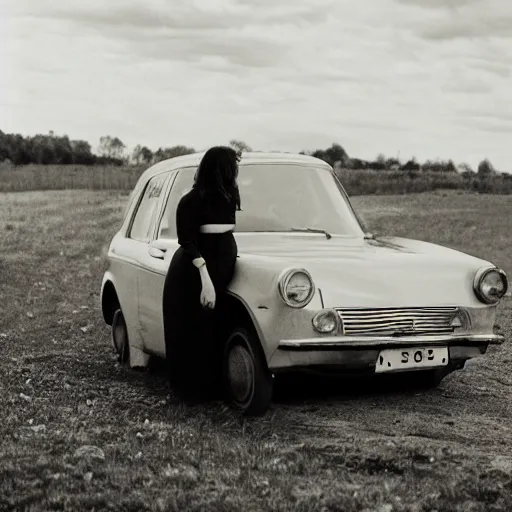 Prompt: photo of a woman in a car by nicola kuperus
