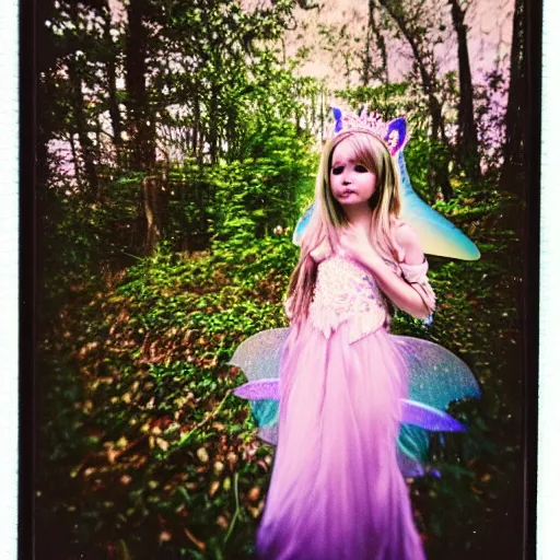 Prompt: Polaroid photograph of a beautiful fairy princess, blurry, XF IQ4, 150MP, 50mm, F1.4, ISO 200, 1/160s, Adobe Lightroom, photolab, Affinity Photo, PhotoDirector 365,