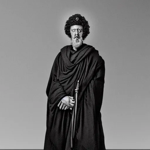 Prompt: a professional portrait photo of Marcus Aurelius in the style of anton corbijn