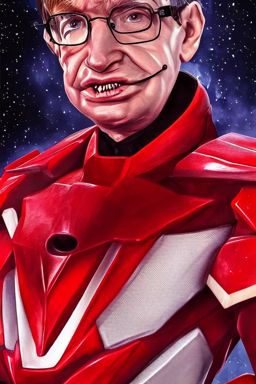 Image similar to portrait of stephen hawking as red ranger from power rangers, intricate, highly detailed, smooth, artstation, digital illustration