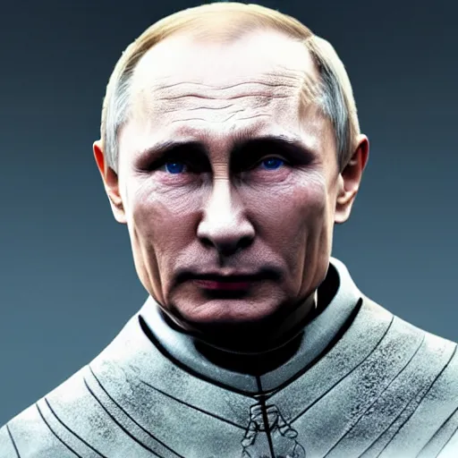 Image similar to Vladimir Putin in the style of a white walker from Game of Thrones