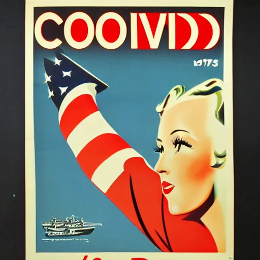 Prompt: 1 9 4 0 s us propaganda poster about covid - 1 9. no text.