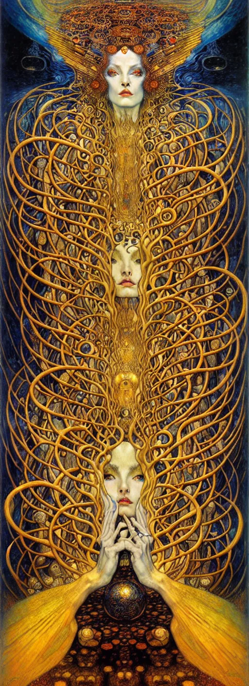 Image similar to Divine Chaos Engine by Karol Bak, Jean Delville, William Blake, Gustav Klimt, and Vincent Van Gogh, symbolist, visionary