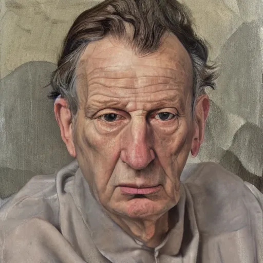 Image similar to high quality high detail painting by lucian freud, hd, exaggerated portrait of a lord, photorealistic lighting