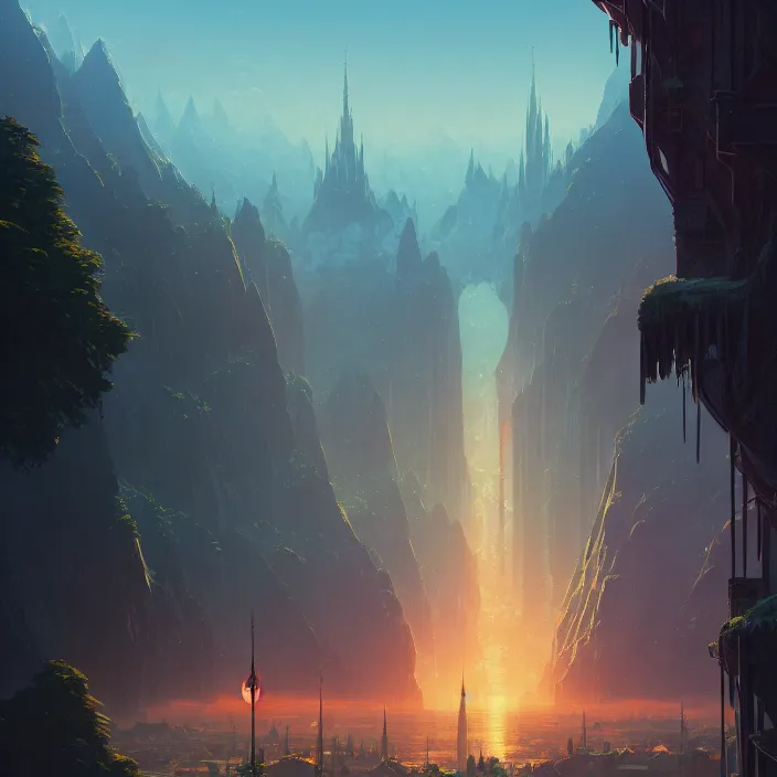 Generative AI of a Panoramic View of Fantasy Landscape with Mystic City at  Sunset Stock Illustration - Illustration of travel, ancient: 274845580