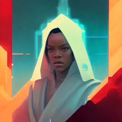 Prompt: star wars with lord Rihanna profile picture by Greg Rutkowski, intricate details, futuristic, volumetric lights, streetwear, studio ghibli, Organic Painting , Matte Painting, geometric shapes, hard edges, trending on the artstation, fantasy LUT, realistic by Sachin Teng + Martin Grip + Moebius + Patrick Gleason, smooth, sharp focus, illustration, art by John Collier and Albert Aublet and Krenz Cushart and Artem Demura and Alphonse Mucha, techwear, Industrial Scifi, detailed illustration, character portrait,