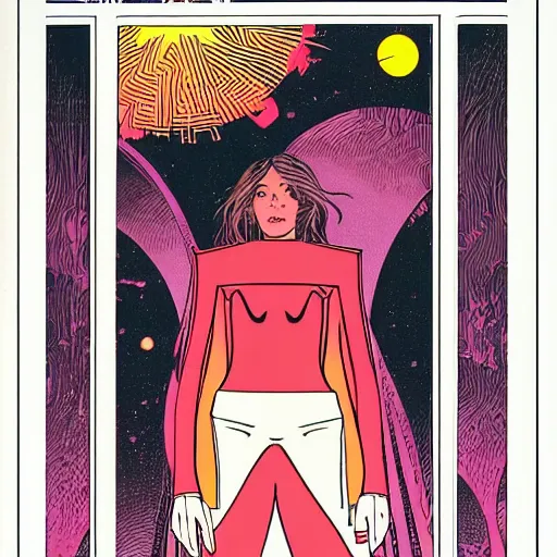 Image similar to kaia gerber retro minimalist portrait moebius starwatcher comic by jean giraud, 8 k