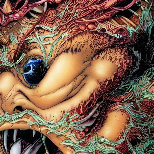 Prompt: closeup of tongue, by yoichi hatakenaka, masamune shirow, josan gonzales and dan mumford, ayami kojima, takato yamamoto, barclay shaw, karol bak