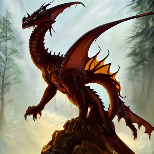 oil painting of dragon in cold forest, dnd character, | Stable ...