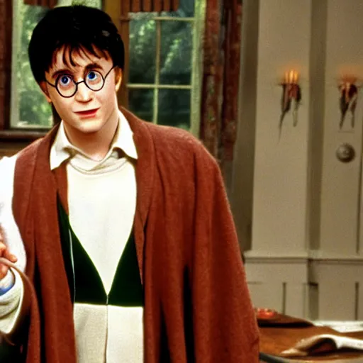 Image similar to film still of Harry Potter in Fresh Prince of Bell Air