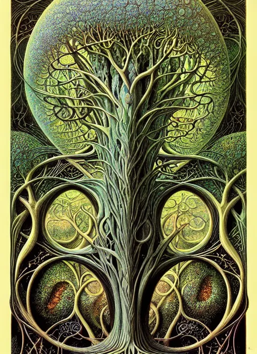 Image similar to tree of life by roger dean and andrew ferez, art forms of nature by ernst haeckel, divine chaos engine, symbolist, visionary, art nouveau, botanical fractal structures, organic, detailed, realistic, surreality