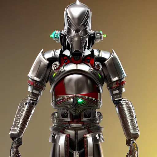 Image similar to cyborg samurai, chibi, 3 d render, raytracing, high detail,