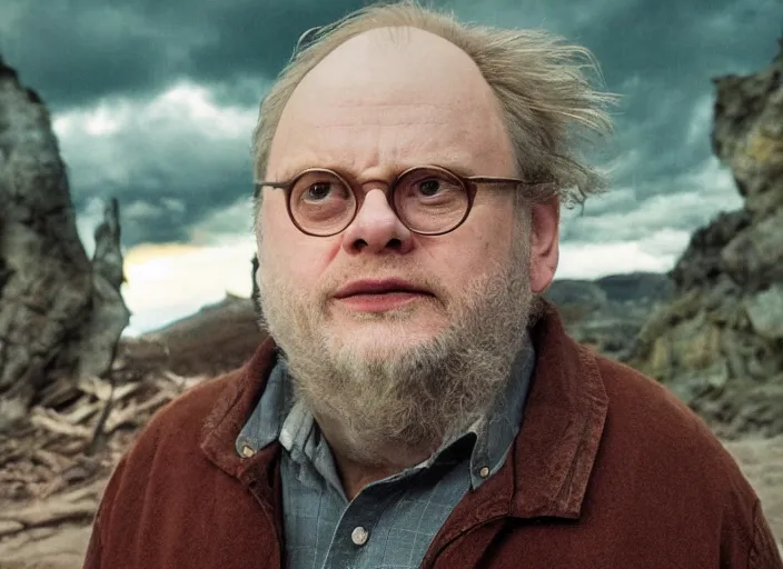 Prompt: First image from Guillermo del Toro's new film Blackadar, starring Toby Jones as a thrill-seeking alcoholic retiree in a mountain town in 1970s Idaho. Cinematography by Dan Laustsen, shot on Kodak Vision 200T. 8k print.