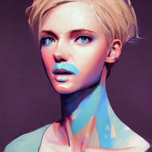 Image similar to Beautiful girl with a blond hair and blue eyes profile picture by Greg Rutkowski, asymmetrical, Organic Painting , Matte Painting, geometric shapes, hard edges, street art, trending on the artstation, realistic:2 by Sachin Teng:4, blur: -4