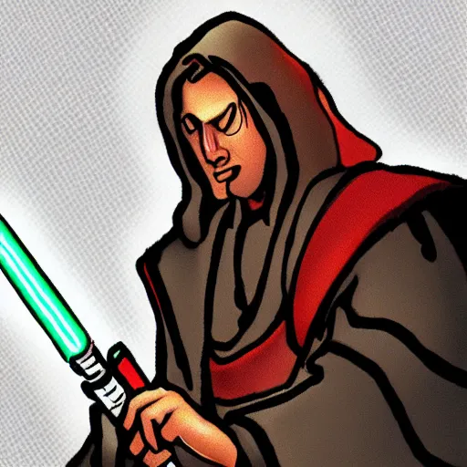 Image similar to illustration of a very cool jedi