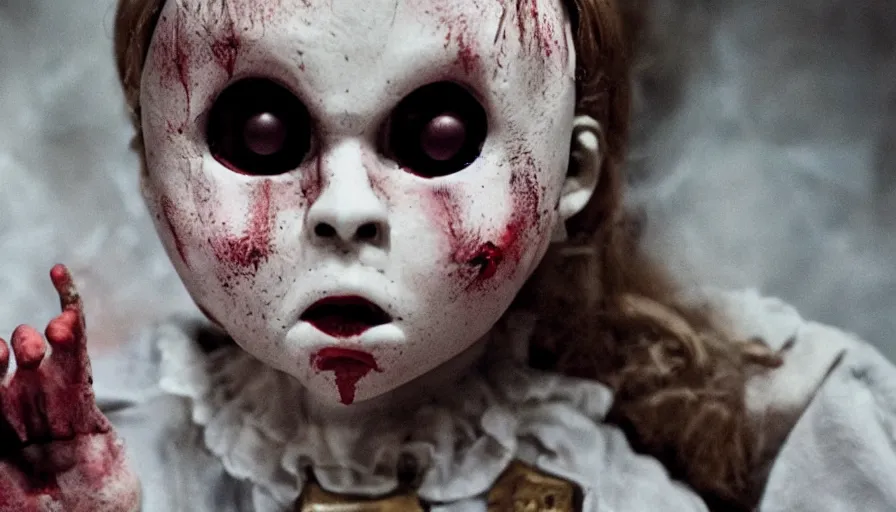 Image similar to big budget horror movie about an evil killer doll