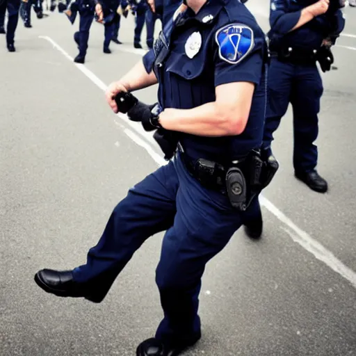 Image similar to An angry police officer reaching towards