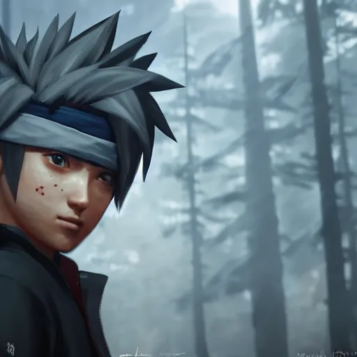 Image similar to kakashi, style game square enix life is strange remake, trending on artstation, painted by greg rutkowski, render with game the last of us parte ii details