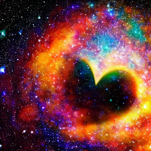 Prompt: A galaxy in a heart shape