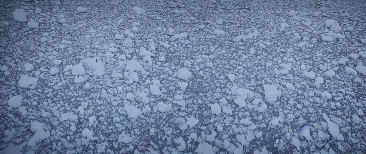 Image similar to a high quality color creepy atmospheric extreme closeup shot hd 4 k film 3 5 mm photograph of a blizzard in desolate antarctica ice field