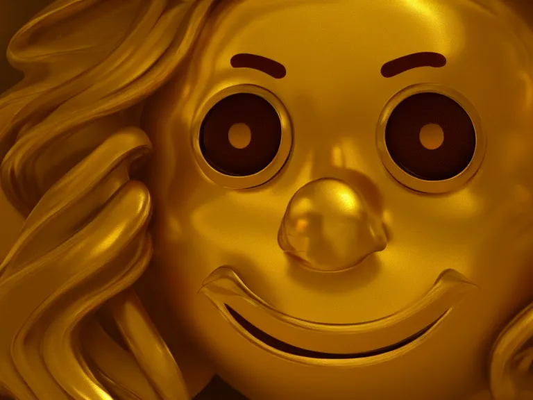 Image similar to portrait of sad golden emoji, trending on artstation, octane render, insanely detailed, 8 k, hd