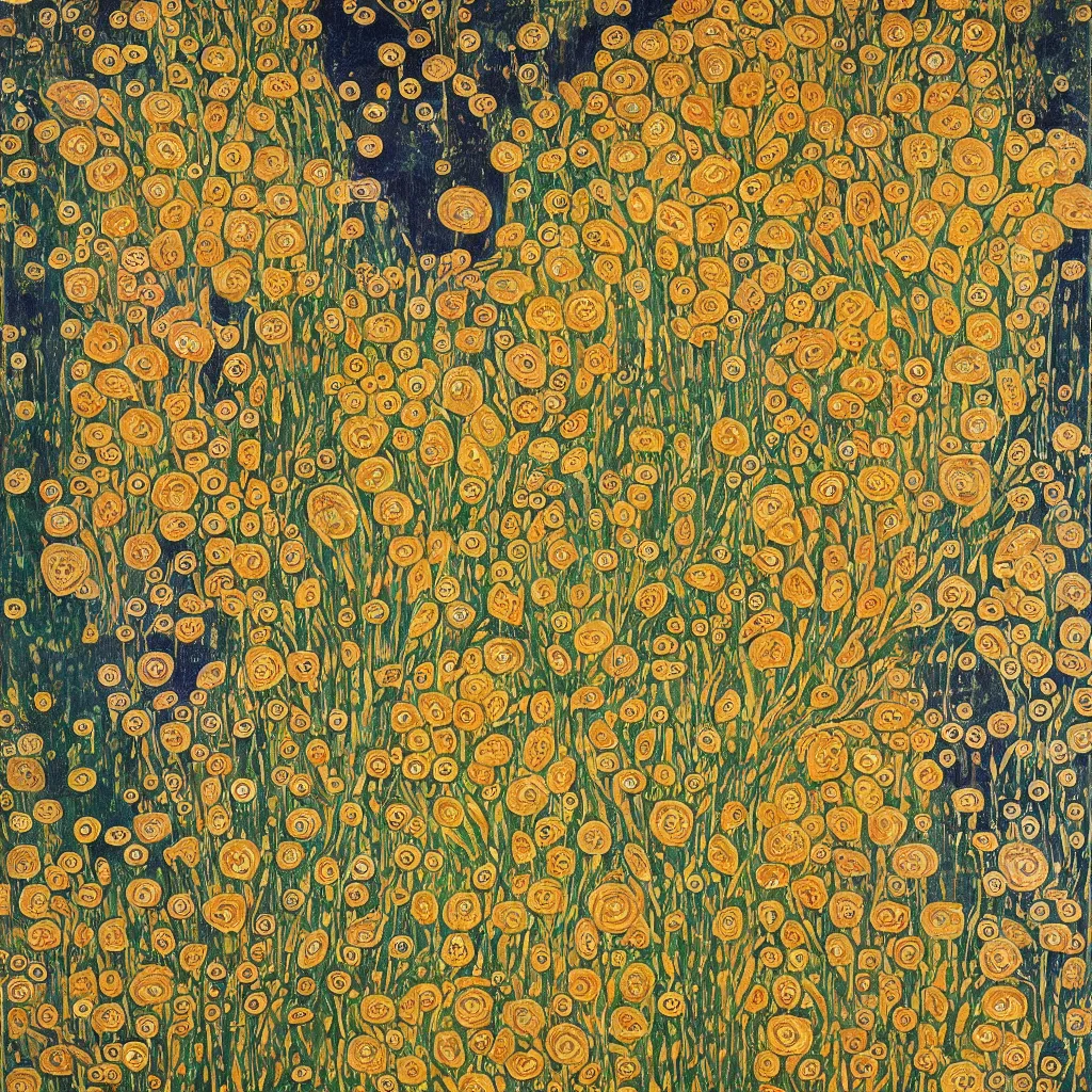 Prompt: an abstract and detailed painting of a lilies buke made out of geometric shapes, using gold paint like gustav klimt