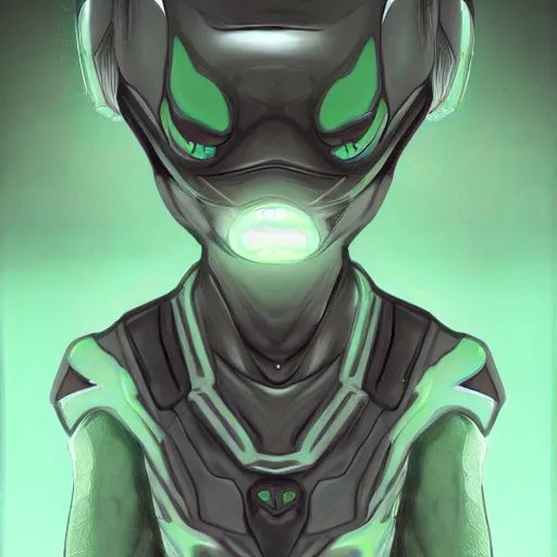 Image similar to exophilia, handsome, emerald like alien race, big black eyes artstation