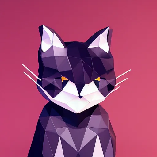 Image similar to a lovely cat sending kisses, low poly, artstation