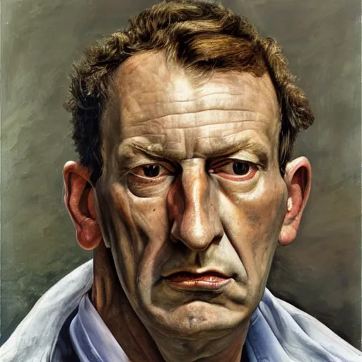 Image similar to high quality high detail painting by lucian freud, hd, portrait of cop