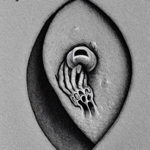 Image similar to human torso missing a heart, hole where the heart should be, creepy twisty art