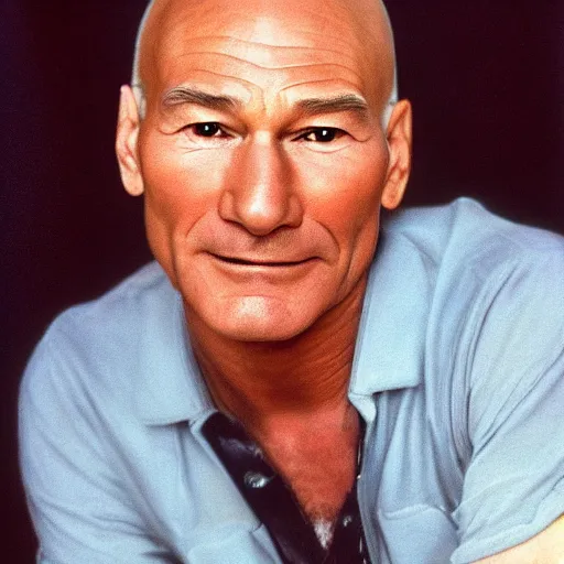 Prompt: patrick stewart with a sick mullet