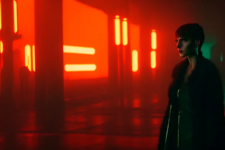 Image similar to film still of razorgirl in blade runner 2 0 4 9, cinematic, moody, gritty neon noir by emmanuel lubezki