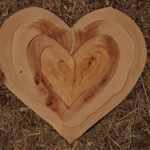 Prompt: a heart made of wood