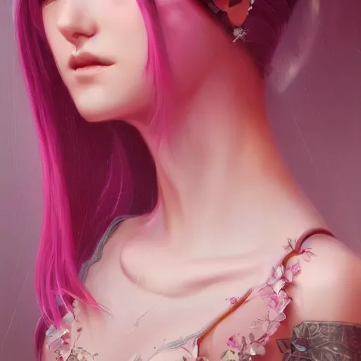 Image similar to teen girl, pink hair, gorgeous, amazing, elegant, intricate, highly detailed, digital painting, artstation, concept art, sharp focus, illustration, art by Ross tran