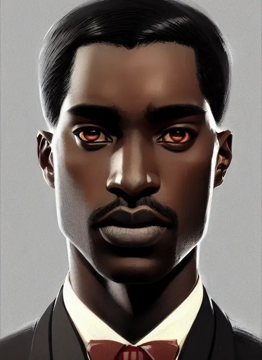 Prompt: a man in his twenties, black skin handsome, long hair, suit ， perfect face, symmetric eyes, sharp focus, specular reflection, occlusion shadow, artstation, by ilya kuvshinov and jeremy lipking, light novel cover art, 3 d epic illustrations, symmetric body