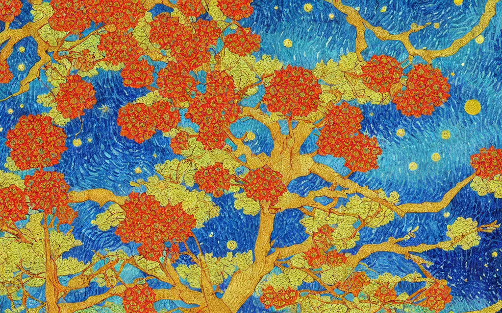 Image similar to a beautiful quiet park in fukuoka, fractal cubes. japanese embroidery. retro minimalist art by jean giraud and van gogh.