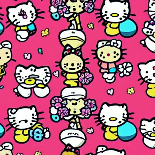 Prompt: hello kitty biblical hell