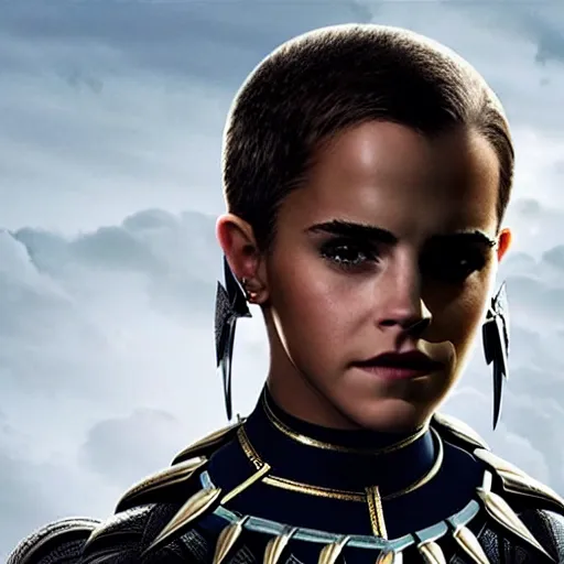 Prompt: Emma Watson as Black Panther