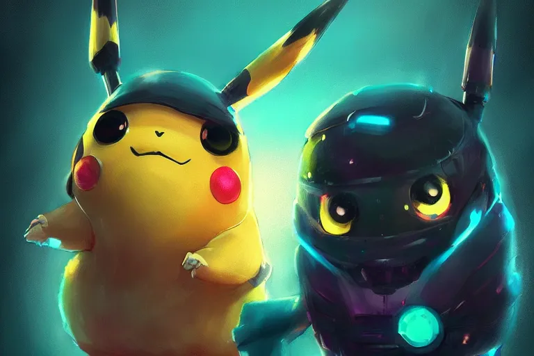 Prompt: lofi BioPunk Pokemon Pikachu portrait Pixar style by Ross Tran,