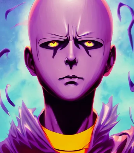Prompt: Tim Burtons style One Punch Man by Alex Pardee and Nekro and Petros Afshar, and James McDermott,unstirred paint, vivid color, cgsociety 4K