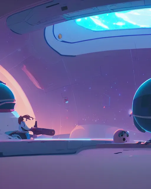 Image similar to spaceship in deep space, cory loftis, james gilleard, atey ghailan, makoto shinkai, goro fujita, studio ghibli, rim light, exquisite lighting, clear focus, very coherent, plain background, soft painting