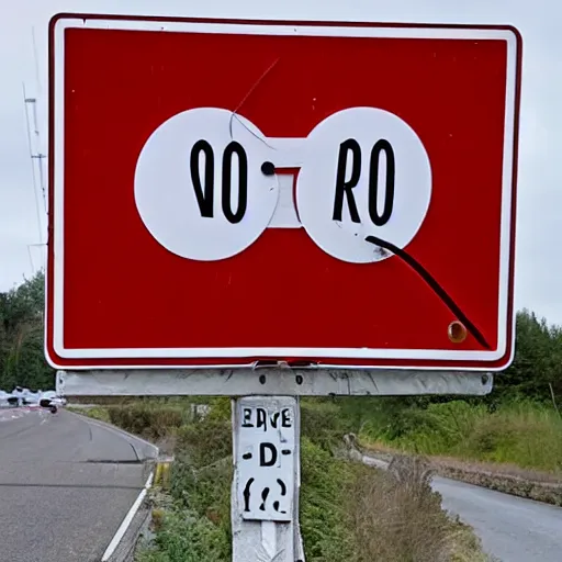 Prompt: A road sign that warns of lovecraftian horrors