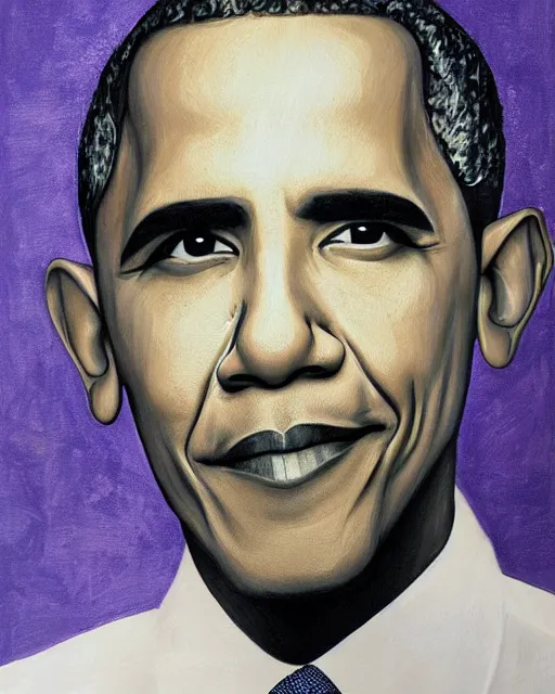 Prompt: an upside down portrait of obama