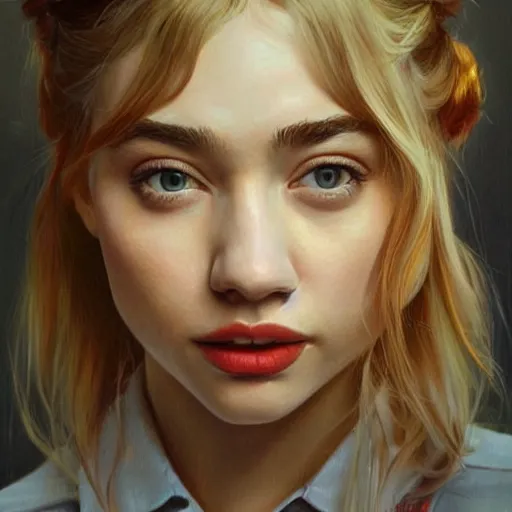 Image similar to a beautiful painting of imogen poots representative of the art style of artgerm and wlop and wes anderson and spike jonze