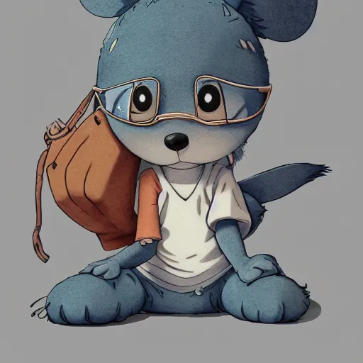 Image similar to in the style of studio ghibli, anthropomorphic mouse, female, wearing denim shorts and tank top, detailed, intricate, aesthetic, artistic, ambient occlusion, volumetric light effect, 8 k resolution