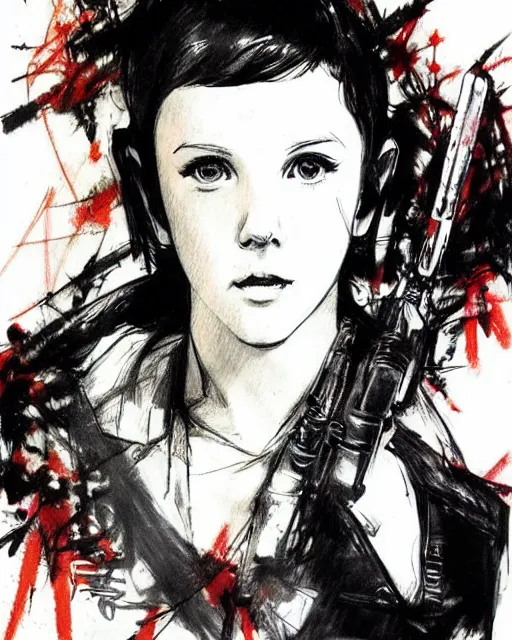 Image similar to pencil sketch of millie bobby brown by yoji shinkawa