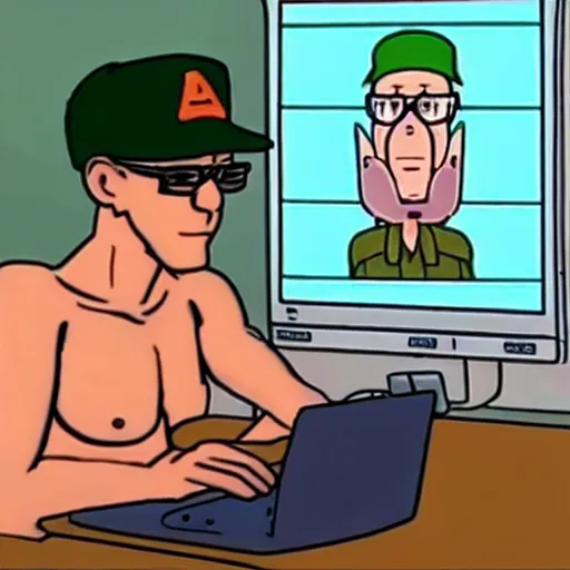 Image similar to dale gribble discovering 4 chan on his computer king of the hill