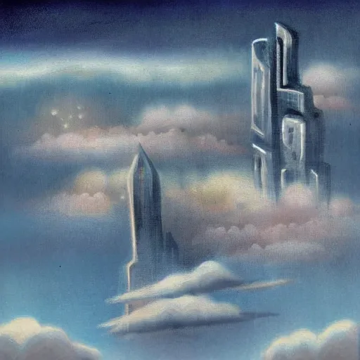 Image similar to flying city in the clouds, romanticism artwork