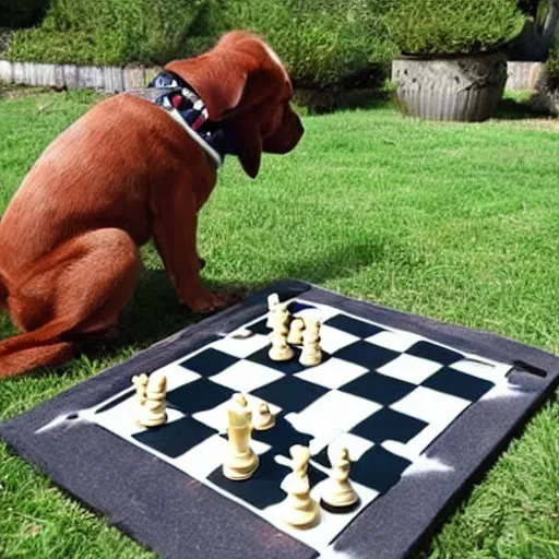 Image similar to a dog playing chess