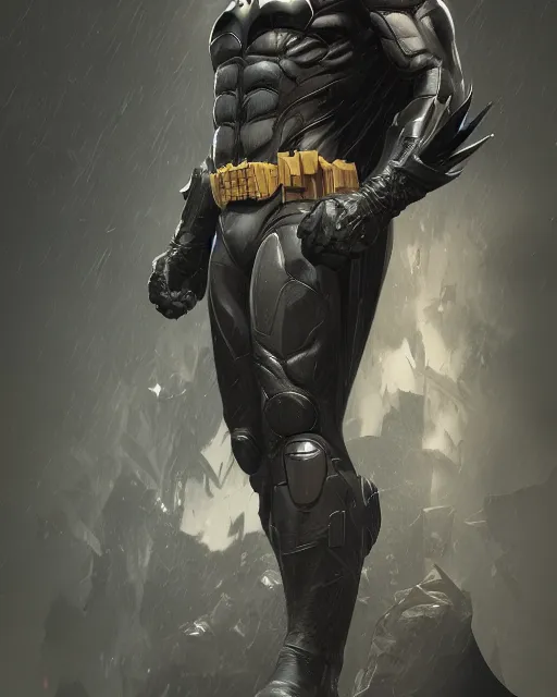 Image similar to batman, hyper detailed, digital art, trending in artstation, cinematic lighting, studio quality, smooth render, unreal engine 5 rendered, octane rendered, art style by klimt and nixeu and ian sprigger and wlop and krenz cushart.